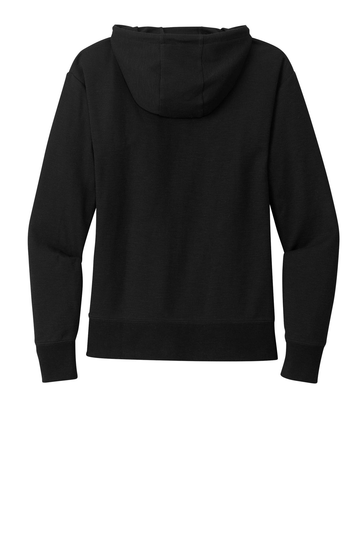 Rear View of Black New Era Women's Thermal Full-Zip Hoodie LNEA141