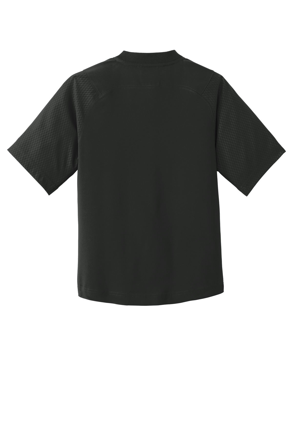 Rear View of Black New Era Youth Cage Short Sleeve 1/4-Zip Jacket. YNEA600