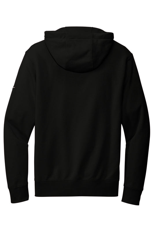 Rear View of Black Nike Club Fleece Sleeve Swoosh Full-Zip Hoodie NKDR1513
