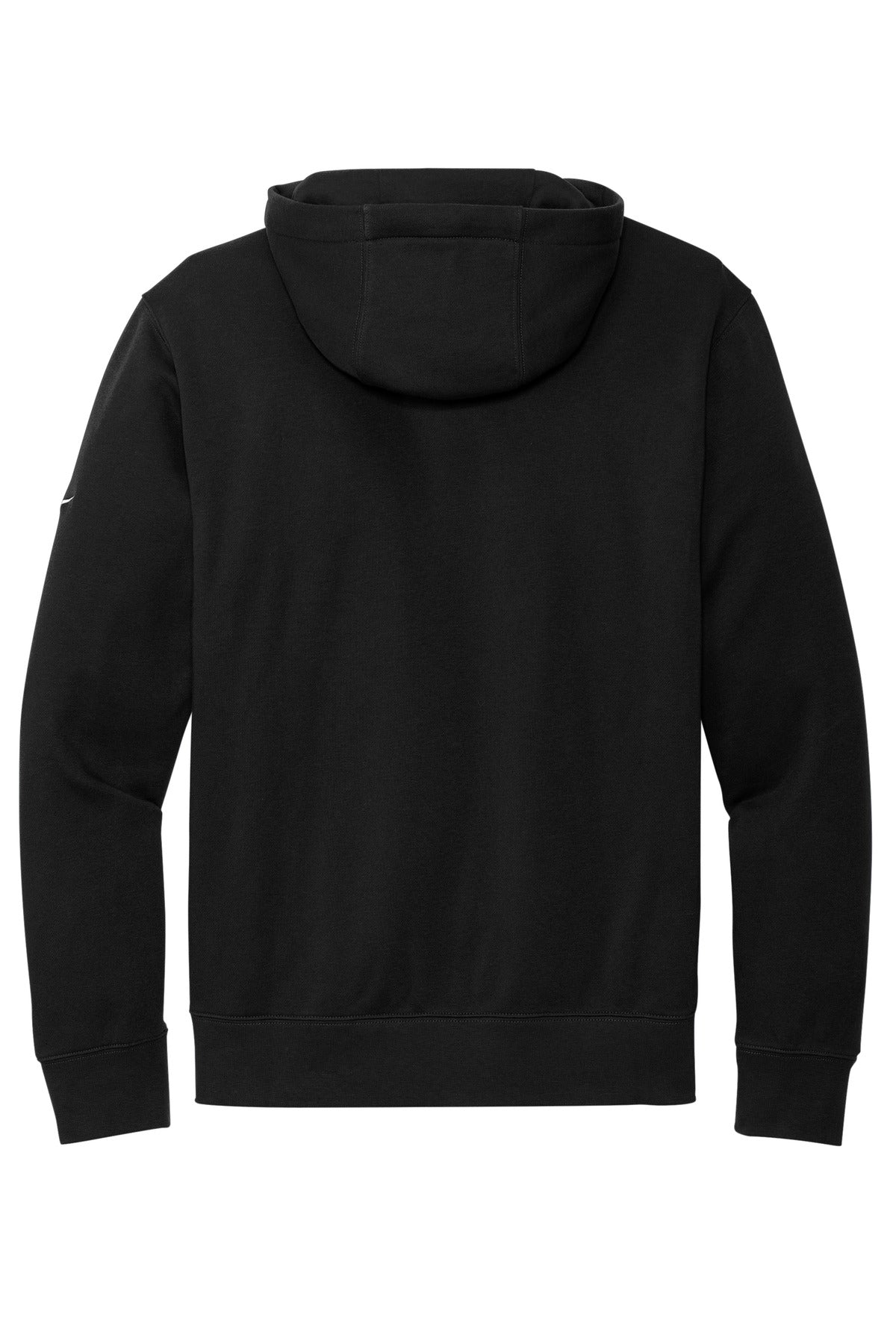 Rear View of Black Nike Club Fleece Sleeve Swoosh Pullover Hoodie NKDR1499