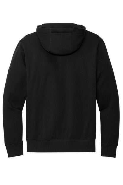 Rear View of Black Nike Club Fleece Sleeve Swoosh Pullover Hoodie NKDR1499