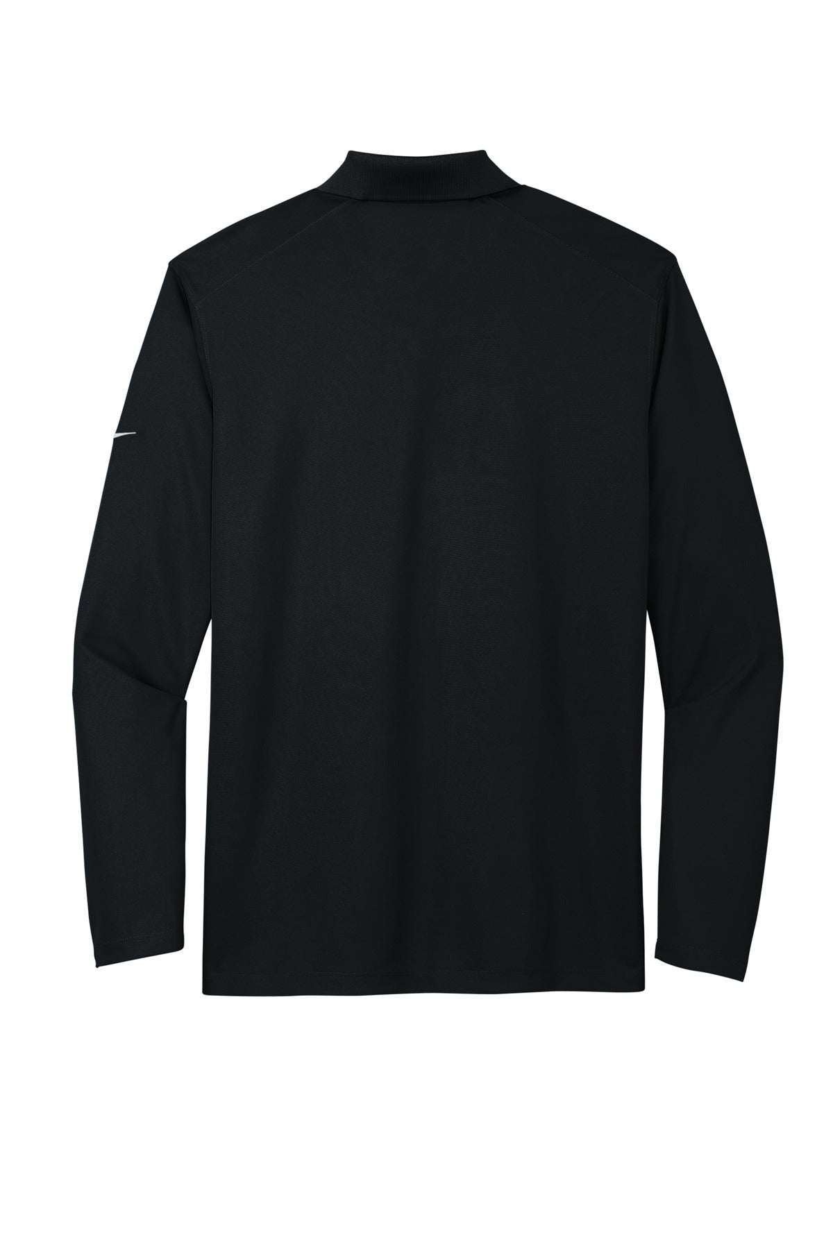 Rear View of Black Nike Dri-FIT Micro Pique 2.0 Long Sleeve Polo NKDC2104