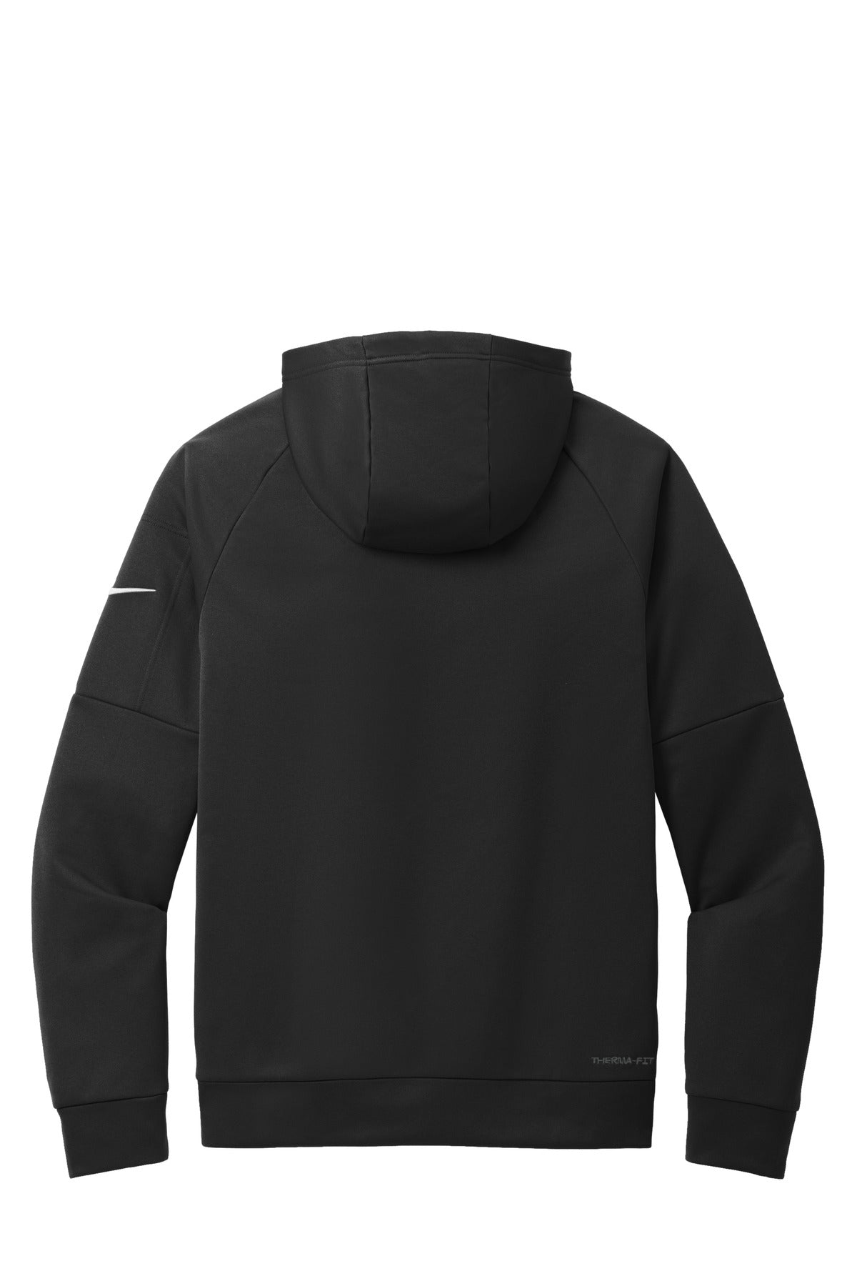 Rear View of Black Nike Therma-FIT Pocket 1/4-Zip Fleece Hoodie NKFD9742