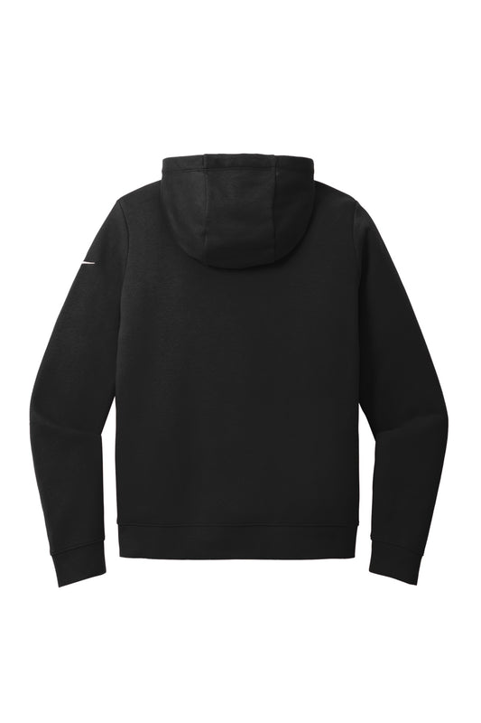 Rear View of Black Nike Women's Club Fleece Sleeve Swoosh Full-Zip Hoodie NKFD9890