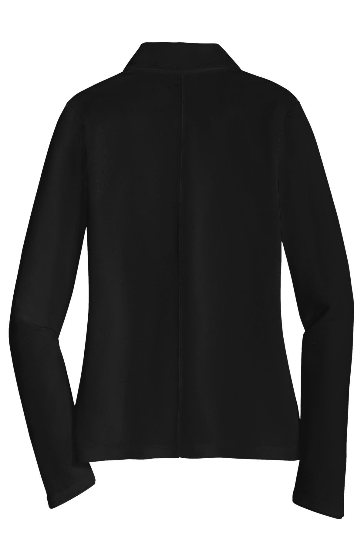 Rear View of Black Nike Women's Long Sleeve Dri-FIT Stretch Tech Polo. 545322