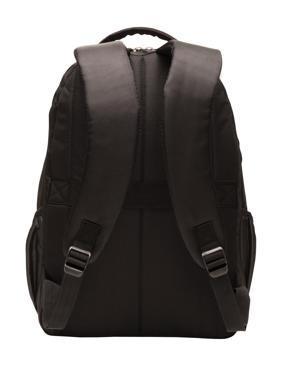 Rear View of Black Port Authority Commuter Backpack. BG205