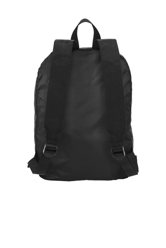 Rear View of Black Port Authority Crush Ripstop Backpack BG213
