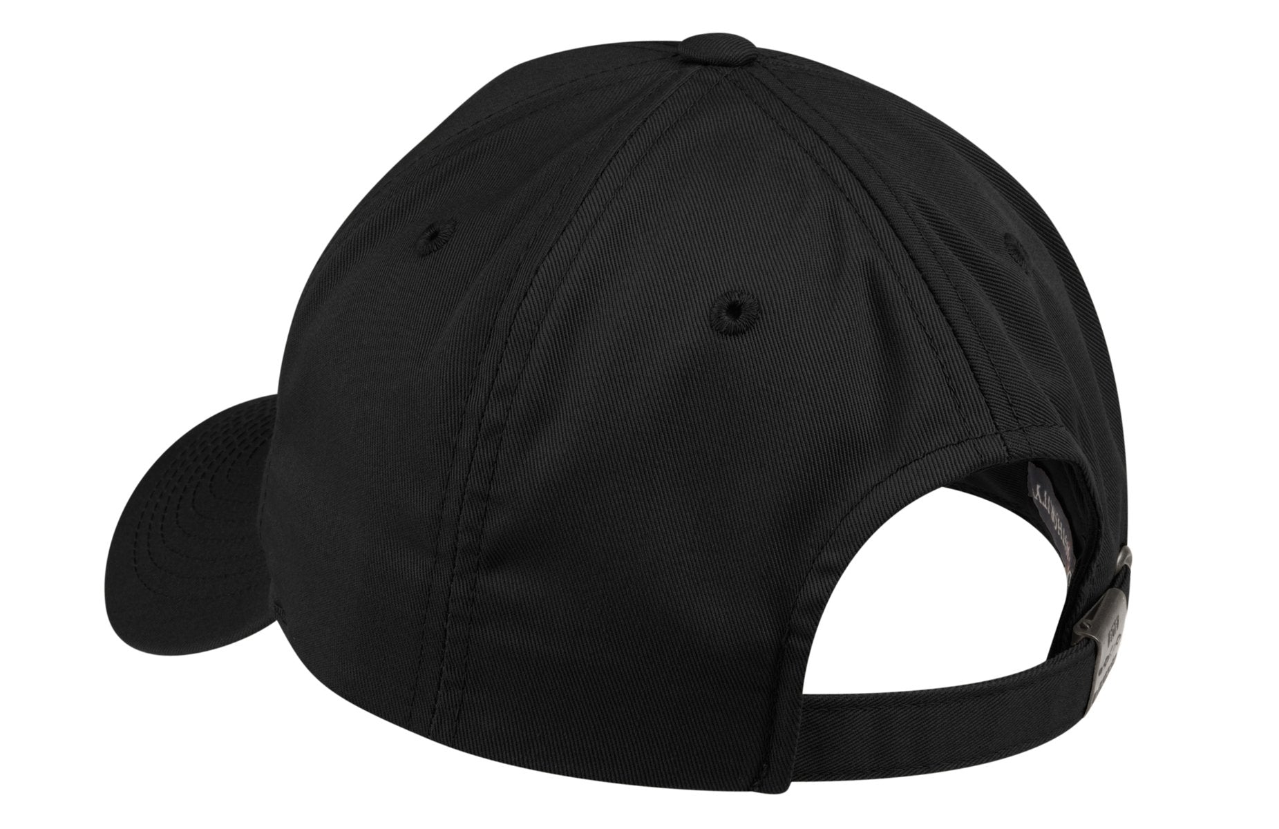 Rear View of Black Port Authority Fine Twill Cap. C800