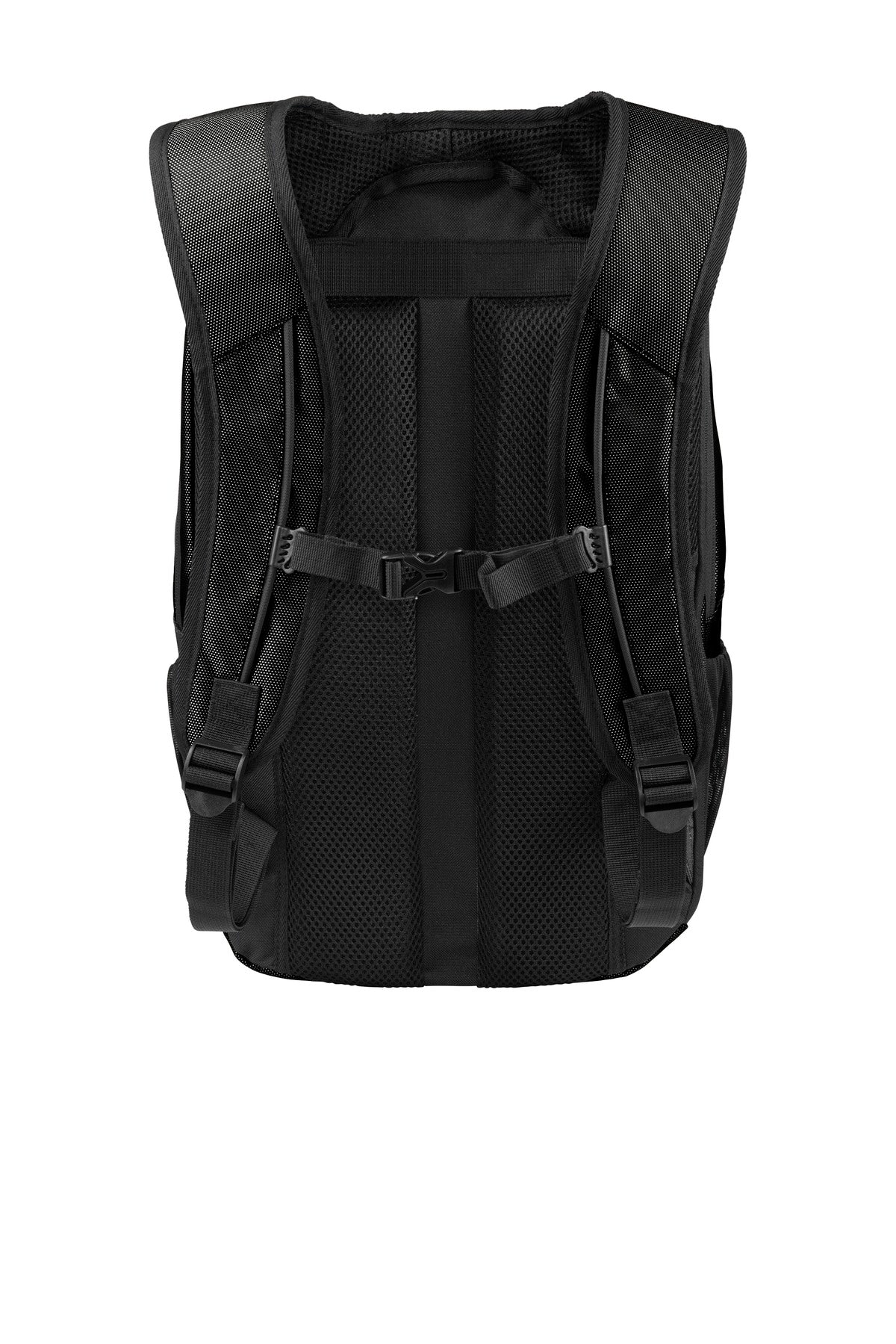 Rear View of Black Port Authority Form Backpack. BG212