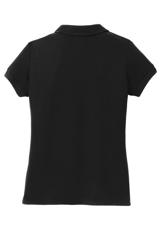 Rear View of Black Port Authority Girls Silk Touch Peter Pan Collar Polo. YG503