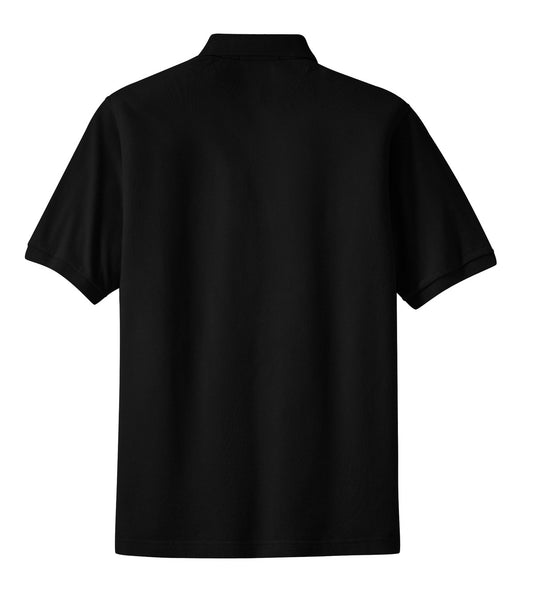 Rear View of Black Port Authority Heavyweight Cotton Pique Polo with Pocket. K420P