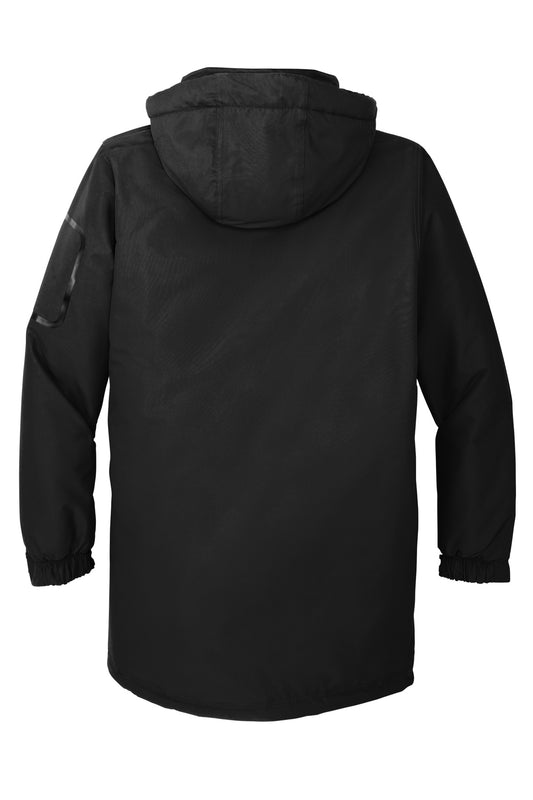 Rear View of Black Port Authority Heavyweight Parka. J799