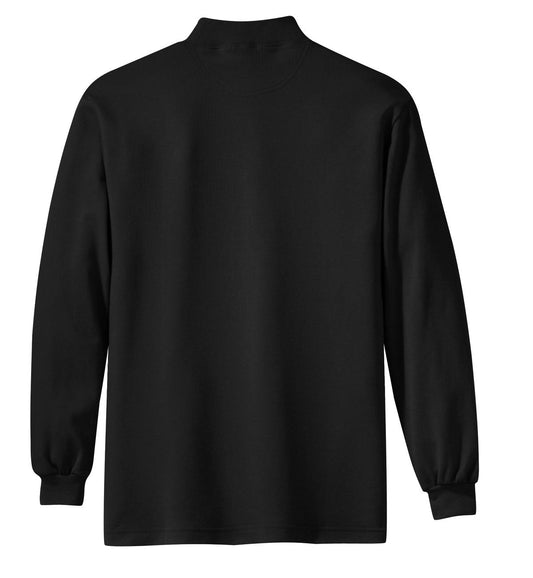 Rear View of Black Port Authority Interlock Knit Mock Turtleneck. K321