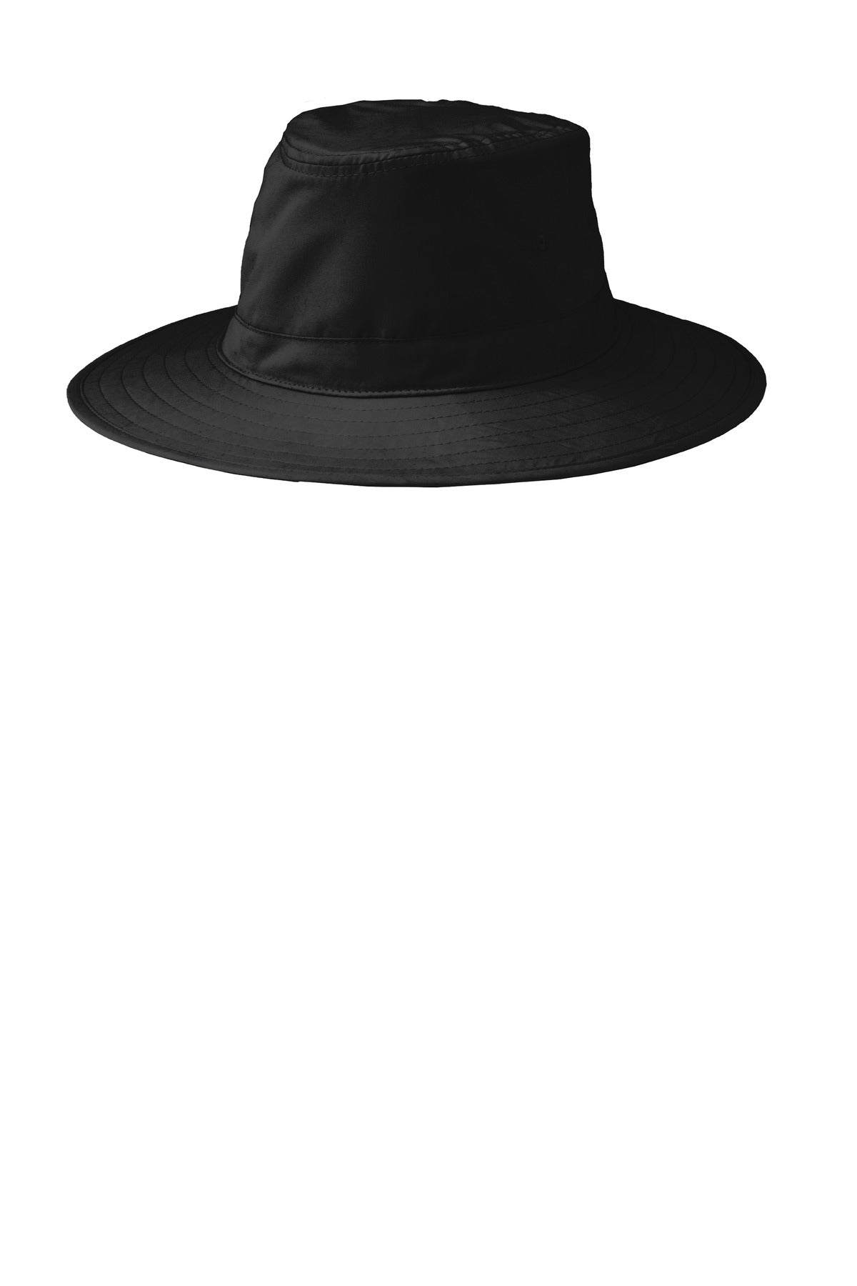 Rear View of Black Port Authority Lifestyle Brim Hat. C921