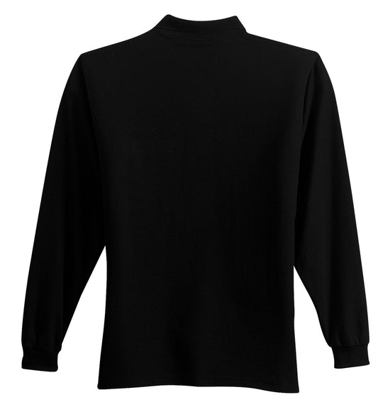 Rear View of Black Port Authority Long Sleeve Silk Touch Polo with Pocket. K500LSP