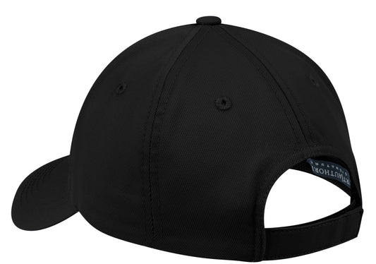 Rear View of Black Port Authority Nylon Twill Performance Cap. C868