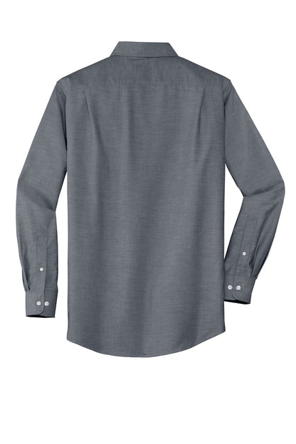 Rear View of Black Port Authority SuperPro Oxford Shirt. S658