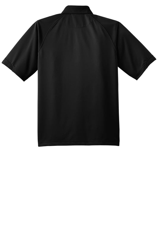 Rear View of Black Port Authority Tall Dry Zone Ottoman Polo. TLK525