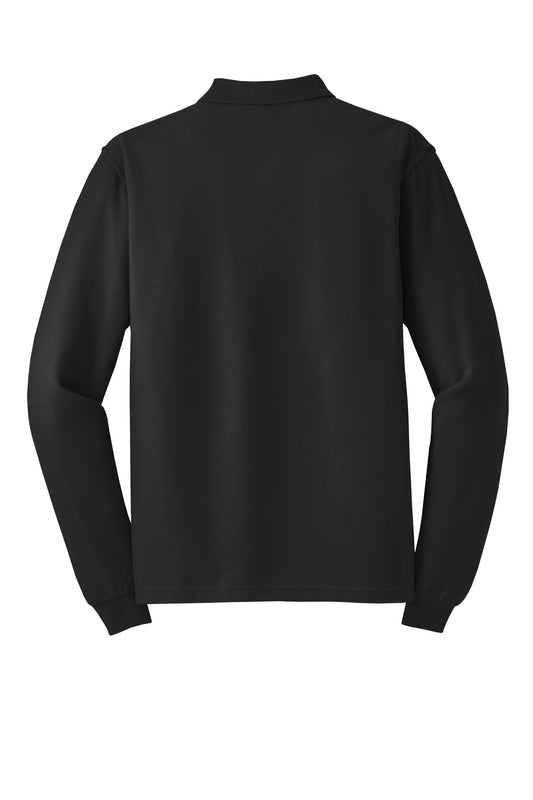 Rear View of Black Port Authority Tall Silk Touch Long Sleeve Polo. TLK500LS