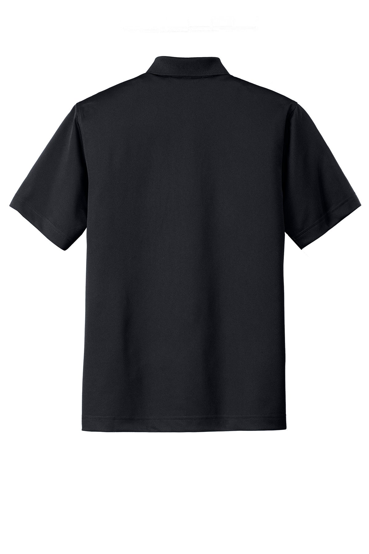 Rear View of Black Port Authority Tall Tech Pique Polo. TLK527