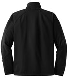 Rear View of Black Port Authority Tall Textured Soft Shell Jacket. TLJ705