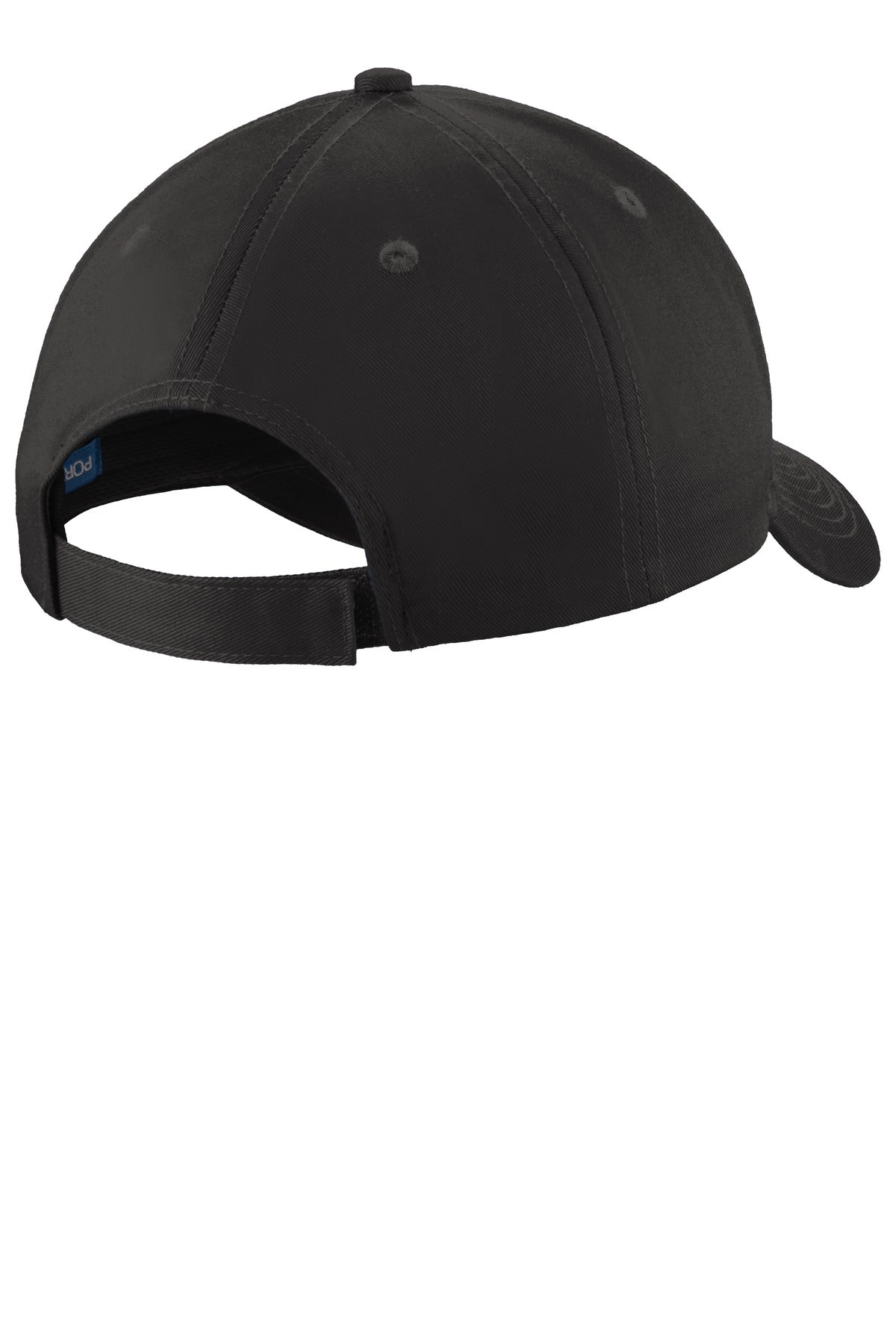 Rear View of Black Port Authority Uniforming Twill Cap. C913