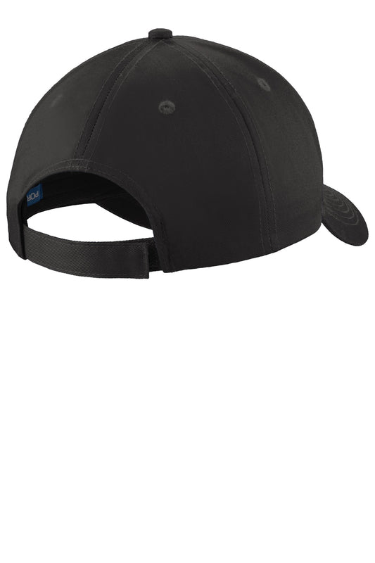 Rear View of Black Port Authority Uniforming Twill Cap. C913
