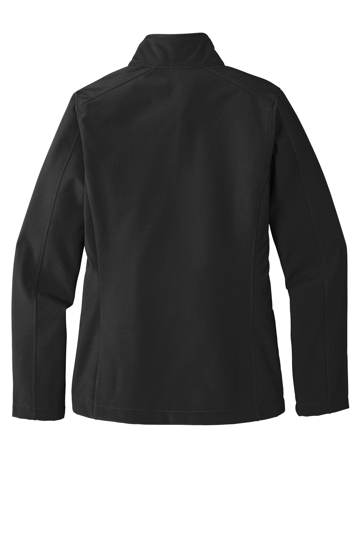 Rear View of Black Port Authority Women's Core Soft Shell Jacket. L317