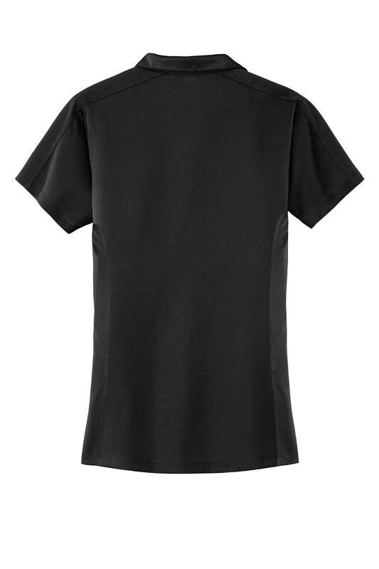 Rear View of Black Port Authority Women's Diamond Jacquard Polo. L569