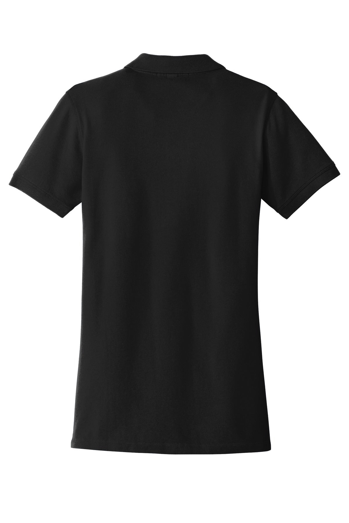 Rear View of Black Port Authority Women's EZCotton Polo. LK8000
