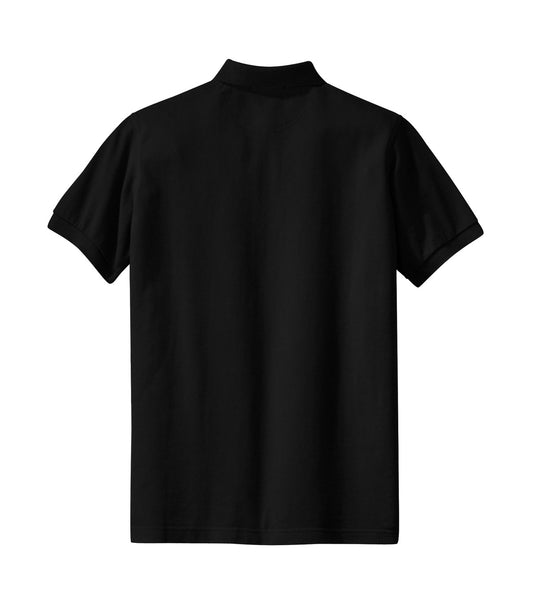 Rear View of Black Port Authority Women's Heavyweight Cotton Pique Polo. L420
