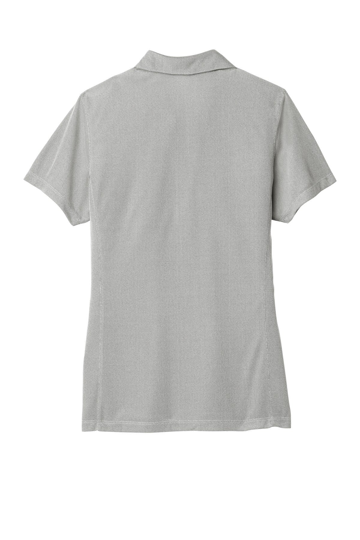 Rear View of Black Port Authority Women's Poly Oxford Pique Polo. LK582