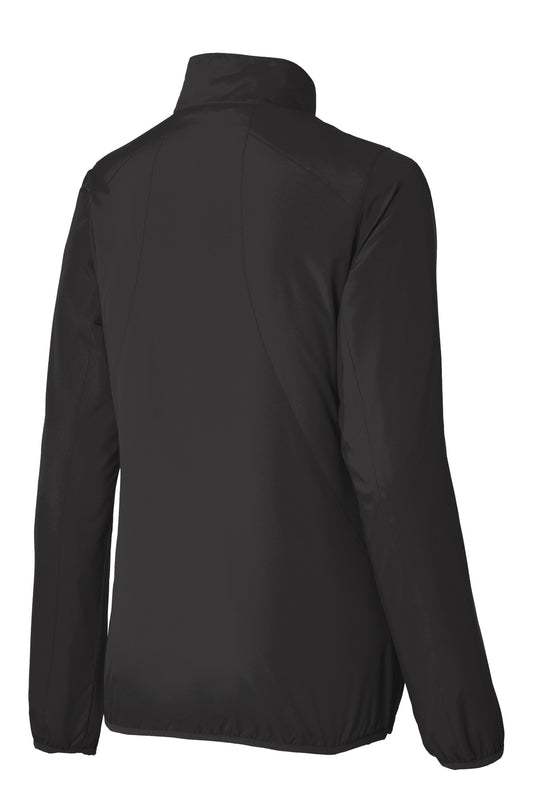 Rear View of Black Port Authority Women's Zephyr Full-Zip Jacket. L344