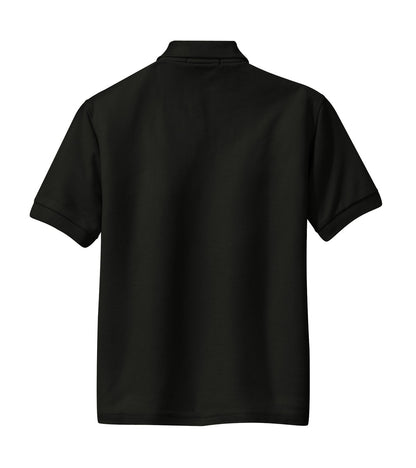 Rear View of Black Port Authority Youth Silk Touch Polo. Y500