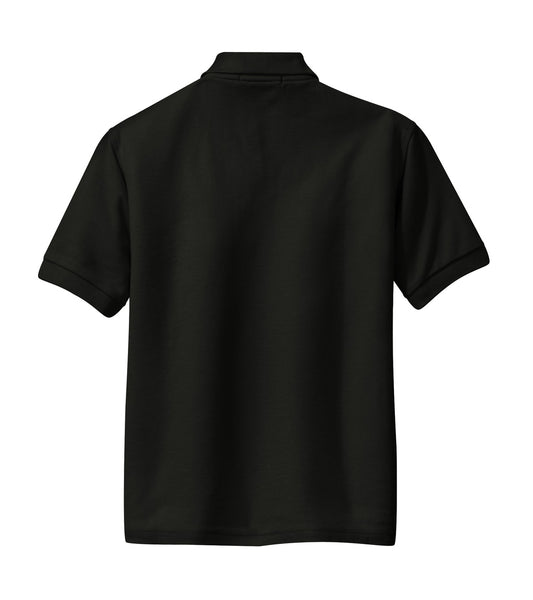 Rear View of Black Port Authority Youth Silk Touch Polo. Y500