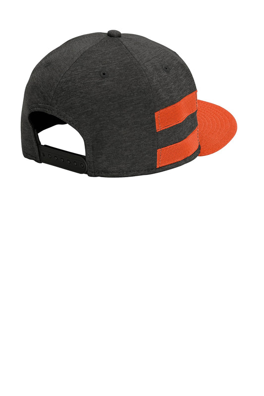 Rear View of Black SH/Dp Or New Era Shadow Heather Striped Flat Bill Snapback Cap NE408