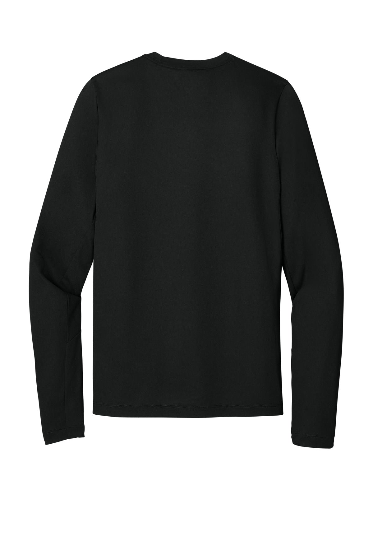 Rear View of Black Solid New Era Series Performance Long Sleeve Crew Tee. NEA201