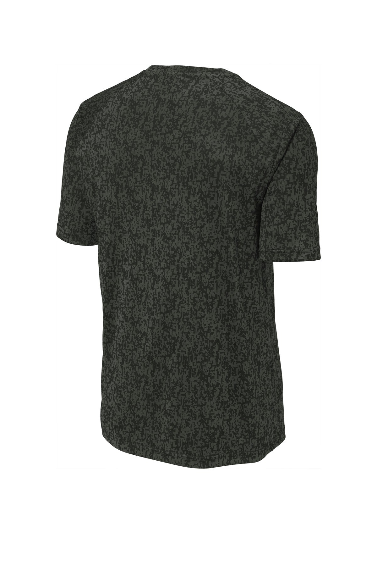 Rear View of Black Sport-Tek Digi Camo Tee. ST460