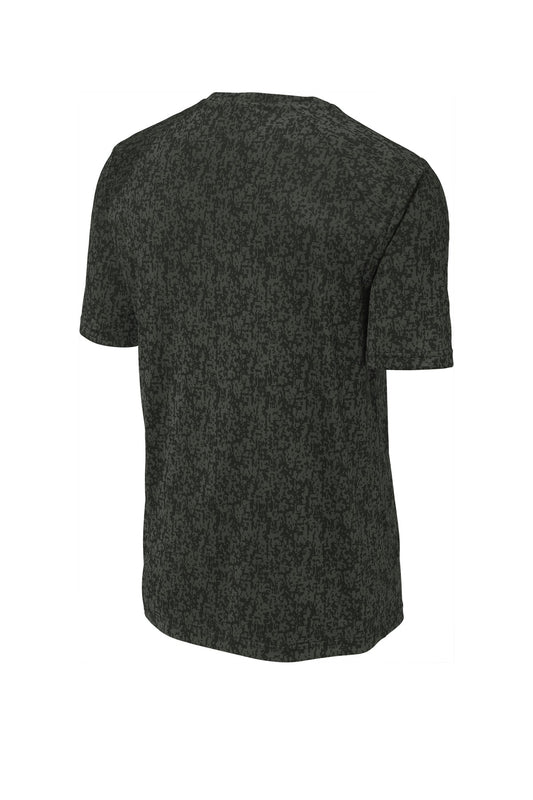 Rear View of Black Sport-Tek Digi Camo Tee. ST460