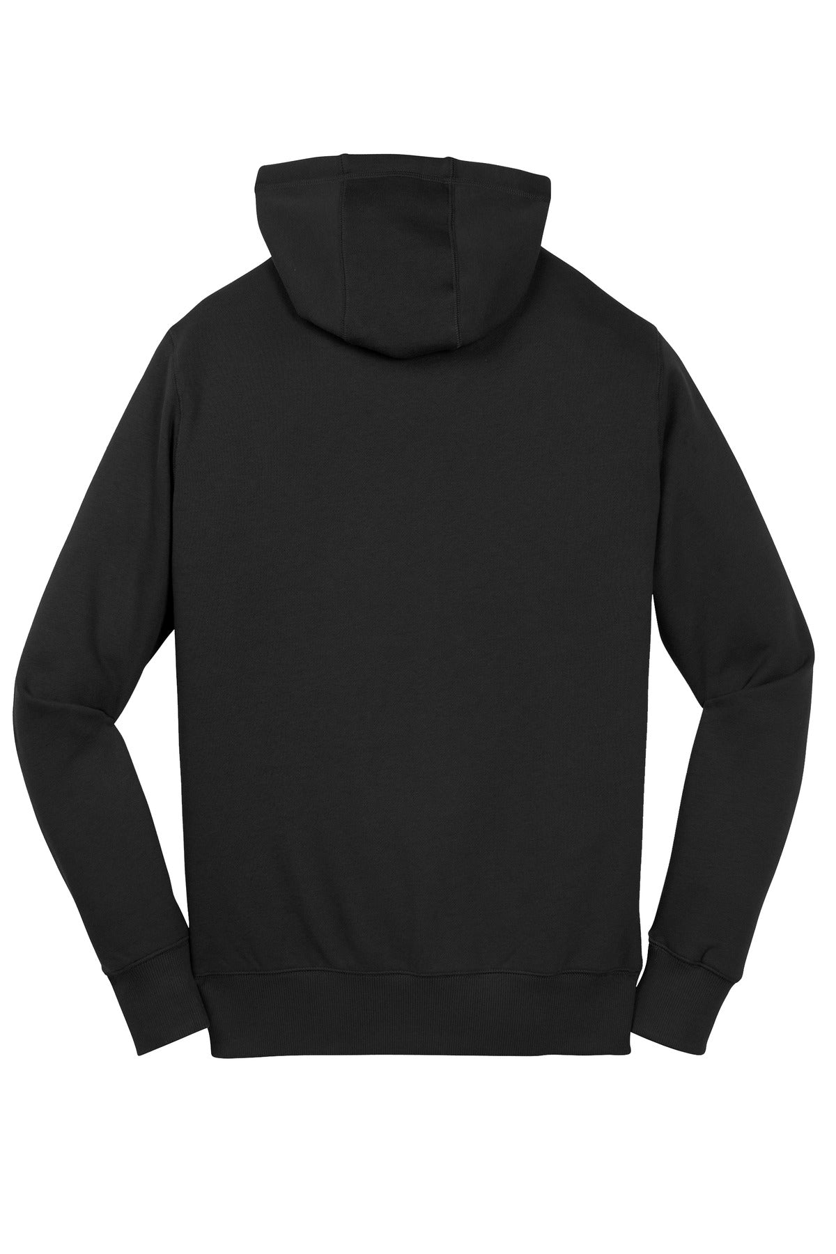 Rear View of Black Sport-Tek Full-Zip Hooded Sweatshirt. ST258