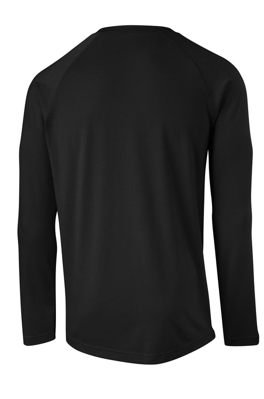 Rear View of Black Sport-Tek Long Sleeve Ultimate Performance Crew. ST700LS