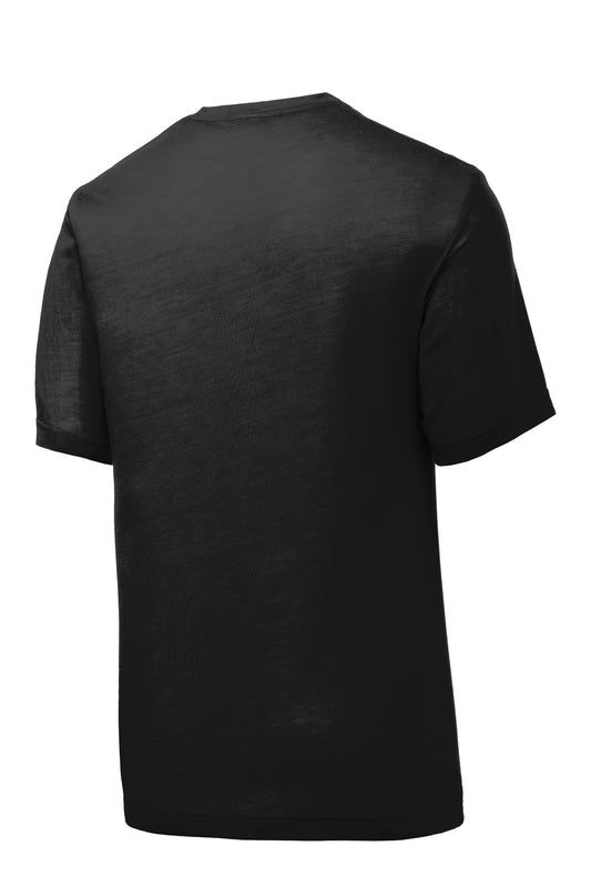 Rear View of Black Sport-Tek PosiCharge Competitor Cotton Touch Tee. ST450