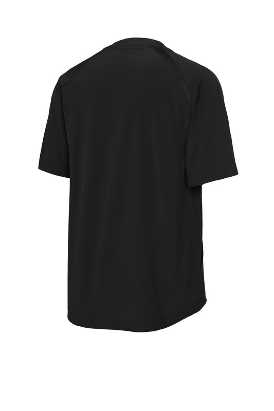 Rear View of Black Sport-Tek Repeat 1/2-Zip Short Sleeve Jacket JST489