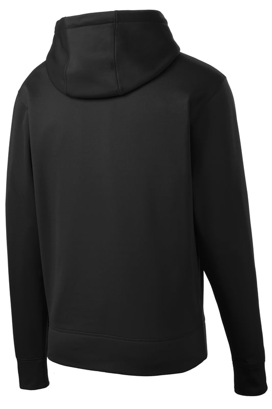Rear View of Black Sport-Tek Sport-Wick Fleece Full-Zip Hooded Jacket. ST238