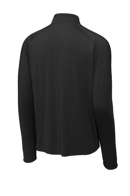Rear View of Black Sport-Tek Sport-Wick Stretch 1/4-Zip Pullover. ST850