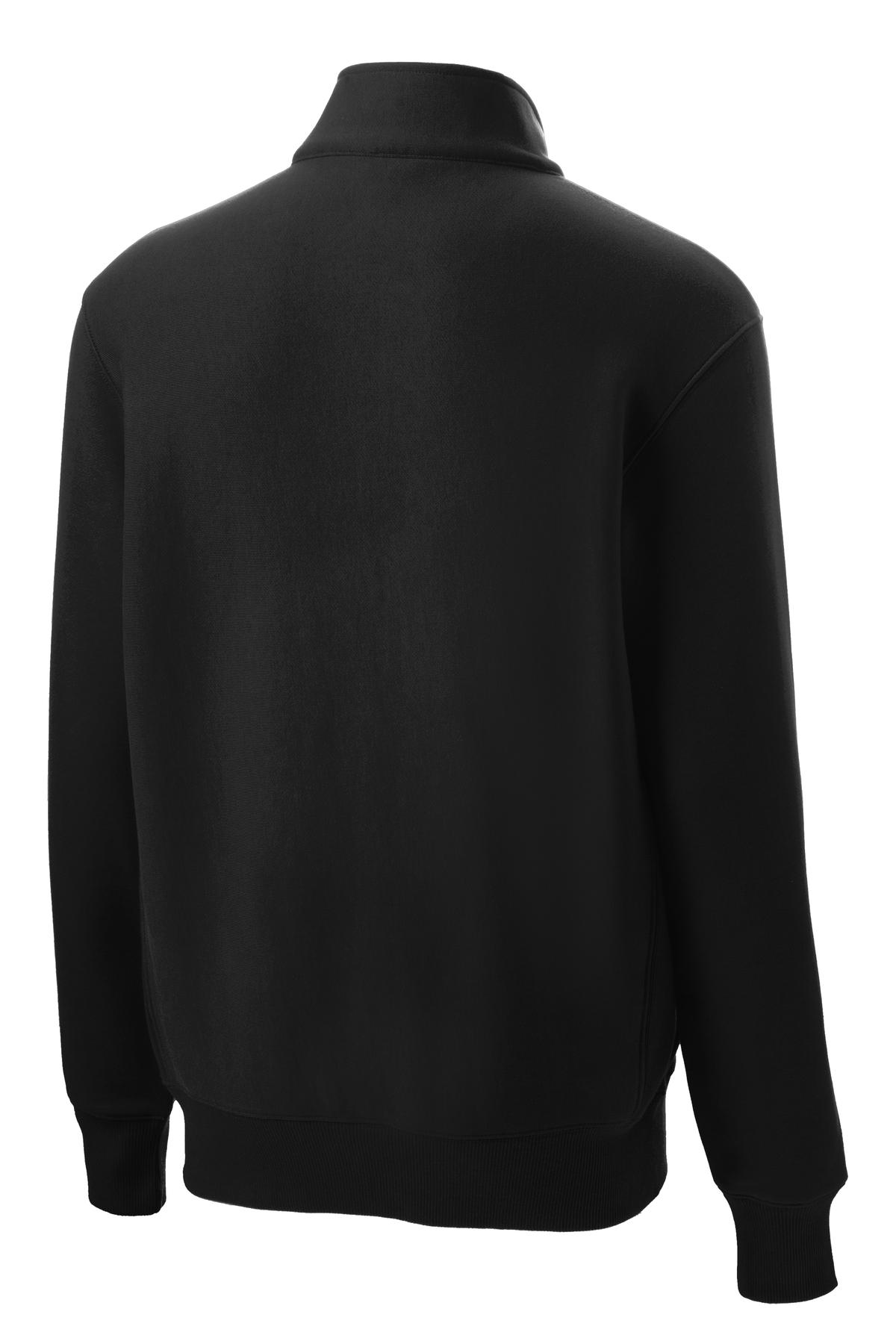 Rear View of Black Sport-Tek Super Heavyweight 1/4-Zip Pullover Sweatshirt. ST283