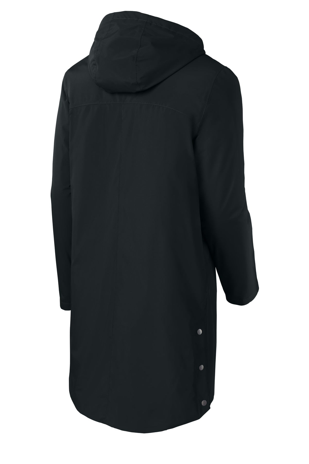 Rear View of Black Sport-Tek Waterproof Insulated Sideline Parka JST55