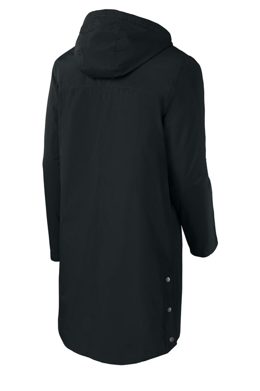 Rear View of Black Sport-Tek Waterproof Insulated Sideline Parka JST55