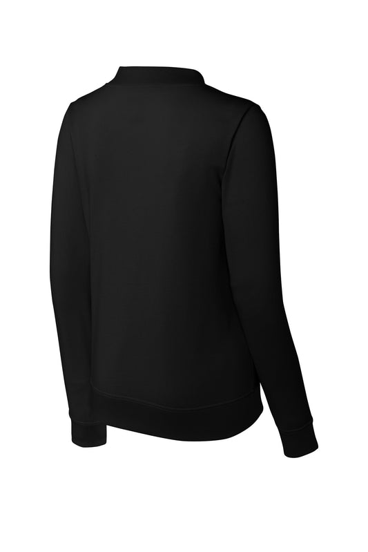 Rear View of Black Sport-Tek Women's Lightweight French Terry Bomber LST274
