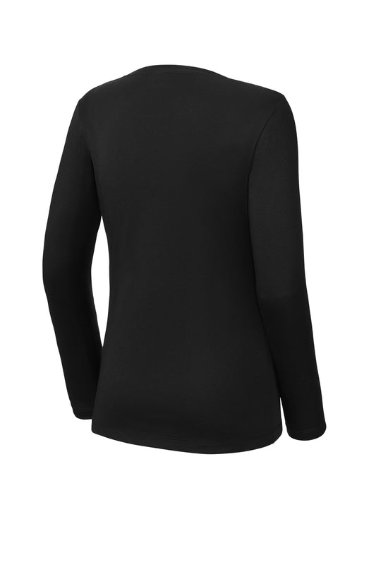 Rear View of Black Sport-Tek Women's Posi-UV Pro Long Sleeve LST420LS